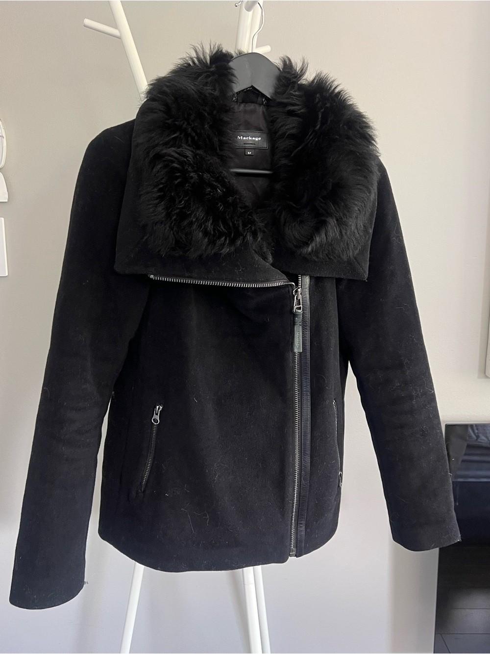 Mackage Mildred Wool Blend Jacket with Fur Black / S